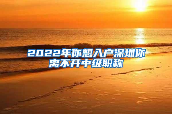 2022年你想入户深圳你离不开中级职称