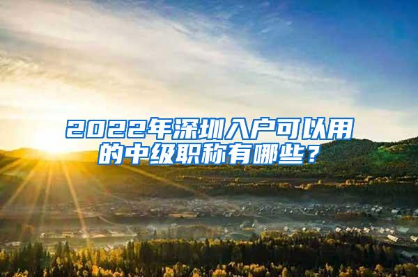 2022年深圳入户可以用的中级职称有哪些？