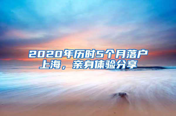 2020年历时5个月落户上海，亲身体验分享