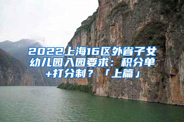 2022上海16区外省子女幼儿园入园要求：积分单+打分制？「上篇」