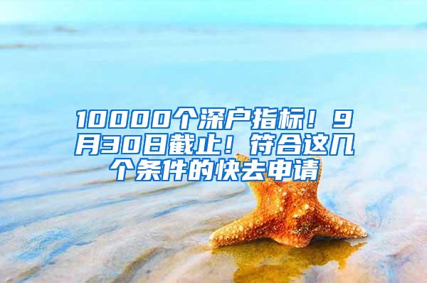 10000个深户指标！9月30日截止！符合这几个条件的快去申请