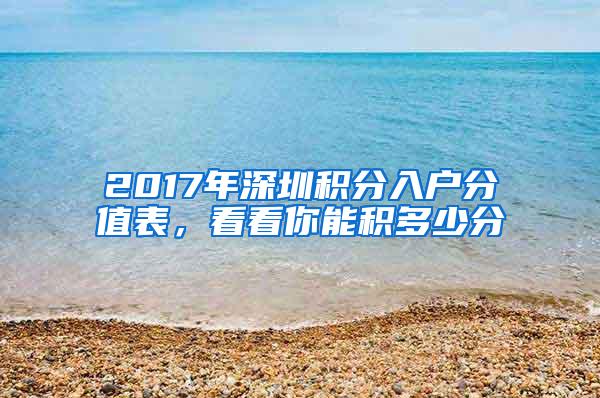 2017年深圳积分入户分值表，看看你能积多少分