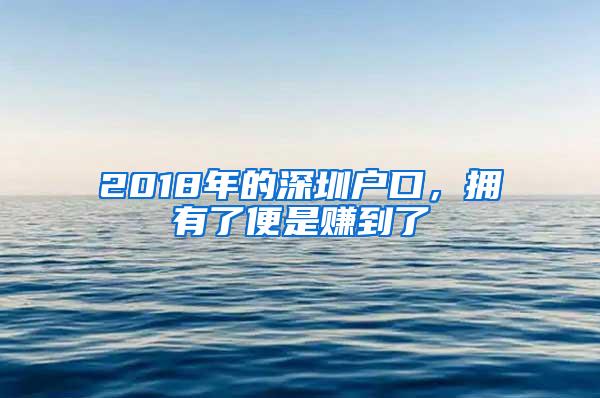 2018年的深圳户口，拥有了便是赚到了