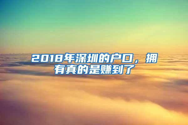 2018年深圳的户口，拥有真的是赚到了