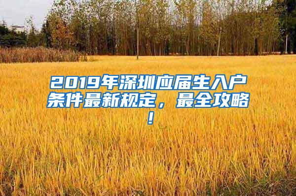 2019年深圳应届生入户条件最新规定，最全攻略！