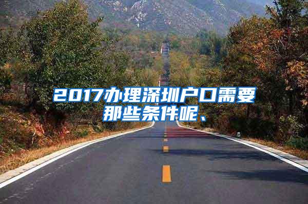 2017办理深圳户口需要那些条件呢、