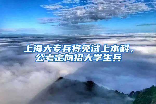 上海大专兵将免试上本科，公考定向招大学生兵