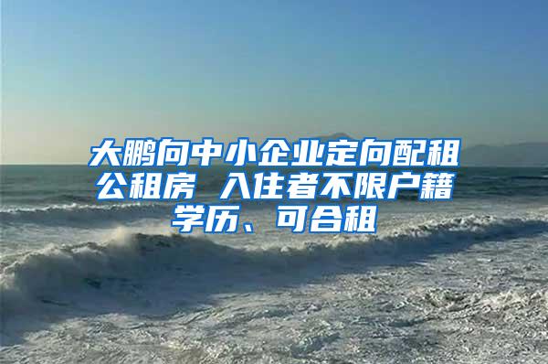 大鹏向中小企业定向配租公租房 入住者不限户籍学历、可合租