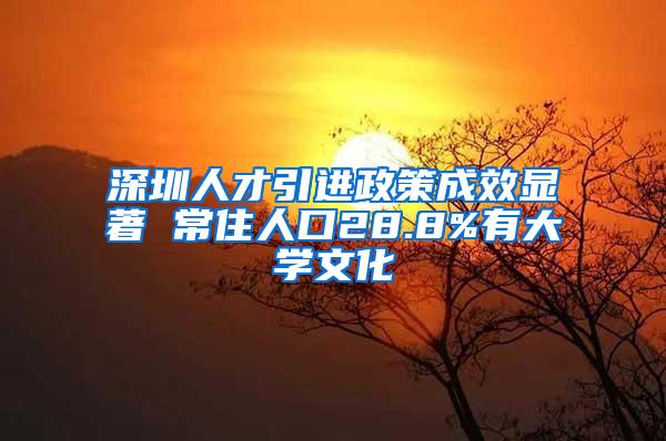 深圳人才引进政策成效显著 常住人口28.8%有大学文化