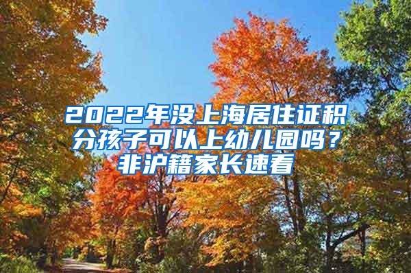 2022年没上海居住证积分孩子可以上幼儿园吗？非沪籍家长速看