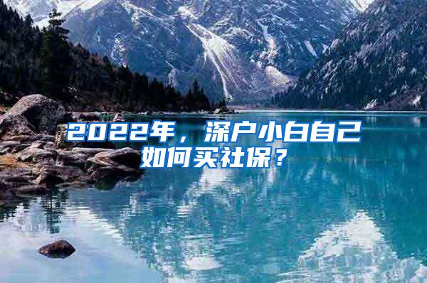 2022年，深户小白自己如何买社保？