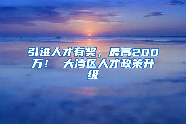 引进人才有奖，最高200万！ 大湾区人才政策升级