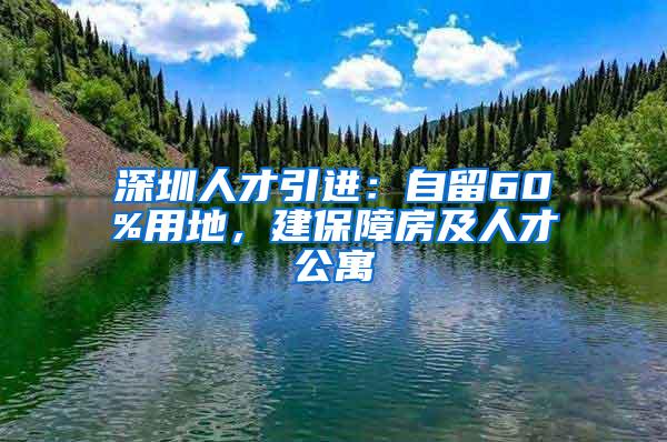 深圳人才引进：自留60%用地，建保障房及人才公寓