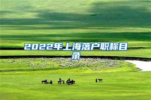 2022年上海落户职称目录