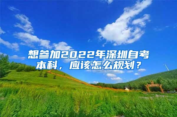 想参加2022年深圳自考本科，应该怎么规划？