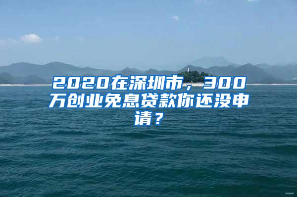 2020在深圳市，300万创业免息贷款你还没申请？