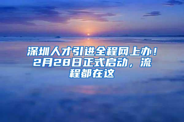 深圳人才引进全程网上办！2月28日正式启动，流程都在这