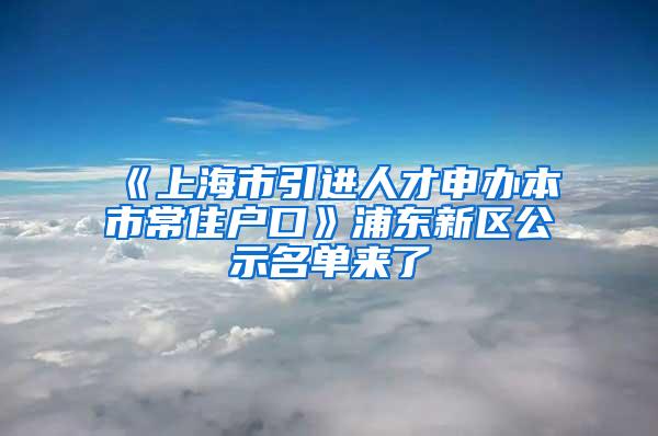 《上海市引进人才申办本市常住户口》浦东新区公示名单来了