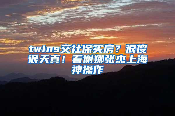 twins交社保买房？很傻很天真！看谢娜张杰上海神操作