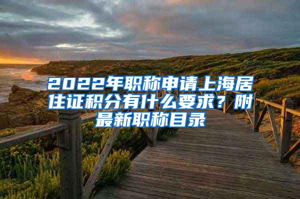 2022年职称申请上海居住证积分有什么要求？附最新职称目录