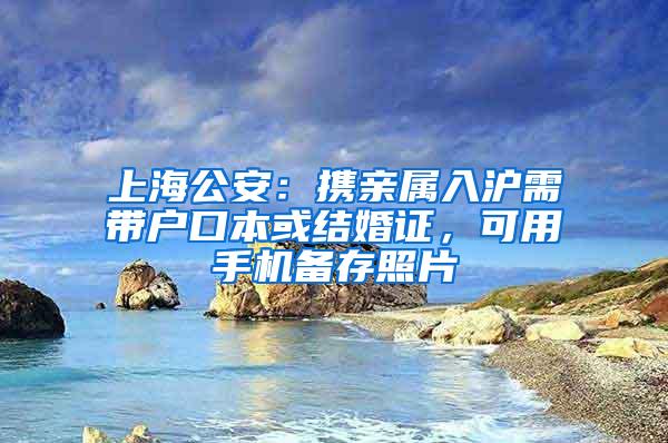 上海公安：携亲属入沪需带户口本或结婚证，可用手机备存照片