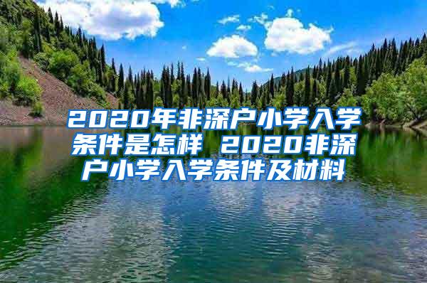 2020年非深户小学入学条件是怎样 2020非深户小学入学条件及材料