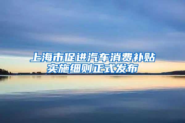 上海市促进汽车消费补贴实施细则正式发布