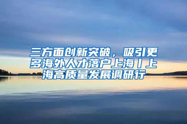 三方面创新突破，吸引更多海外人才落户上海丨上海高质量发展调研行