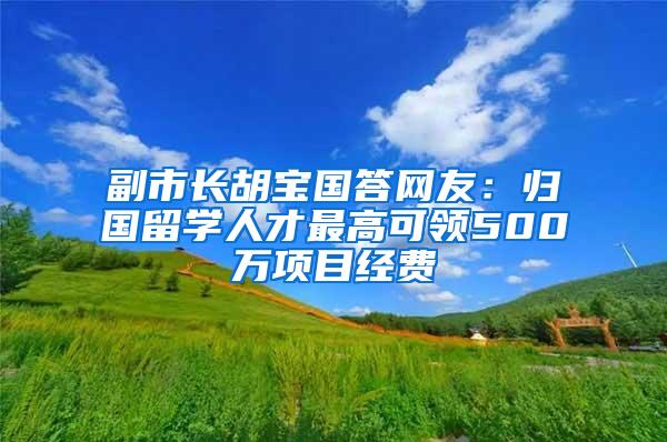 副市长胡宝国答网友：归国留学人才最高可领500万项目经费