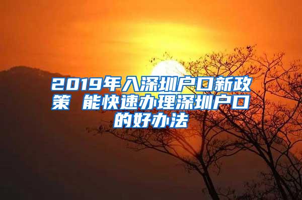 2019年入深圳户口新政策 能快速办理深圳户口的好办法