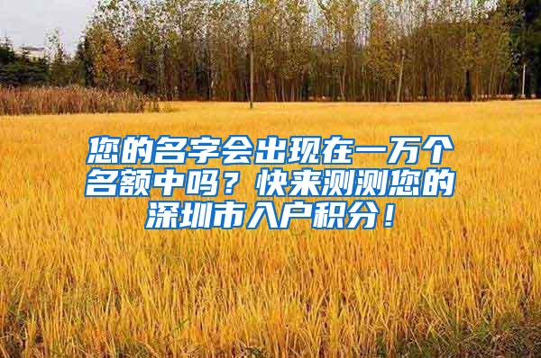 您的名字会出现在一万个名额中吗？快来测测您的深圳市入户积分！