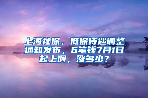 上海社保、低保待遇调整通知发布，6笔钱7月1日起上调，涨多少？