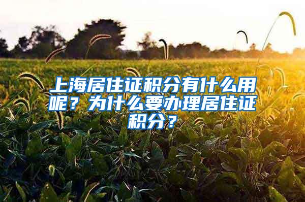 上海居住证积分有什么用呢？为什么要办理居住证积分？