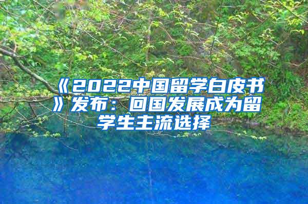 《2022中国留学白皮书》发布：回国发展成为留学生主流选择