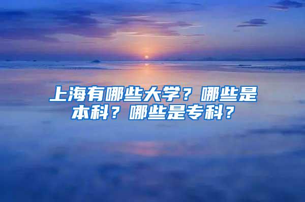 上海有哪些大学？哪些是本科？哪些是专科？