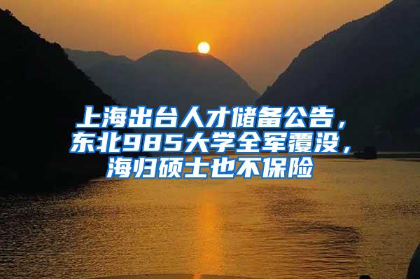 上海出台人才储备公告，东北985大学全军覆没，海归硕士也不保险