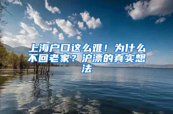 上海户口这么难！为什么不回老家？沪漂的真实想法