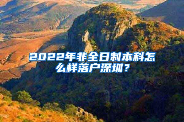 2022年非全日制本科怎么样落户深圳？