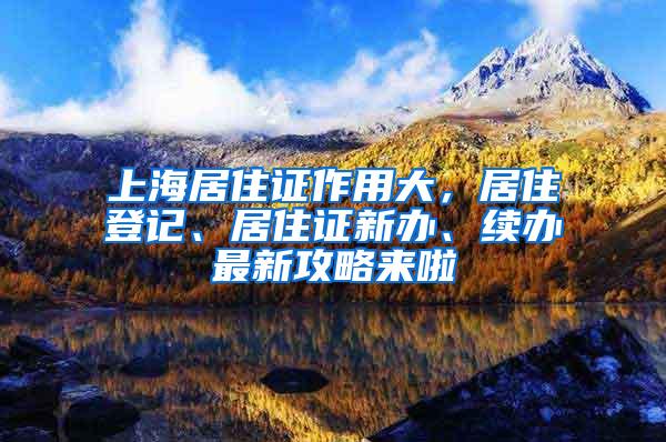 上海居住证作用大，居住登记、居住证新办、续办最新攻略来啦