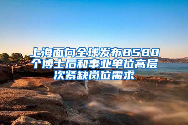 上海面向全球发布8580个博士后和事业单位高层次紧缺岗位需求