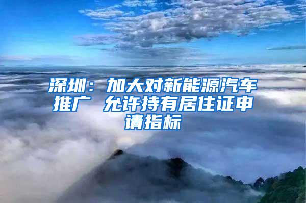 深圳：加大对新能源汽车推广 允许持有居住证申请指标