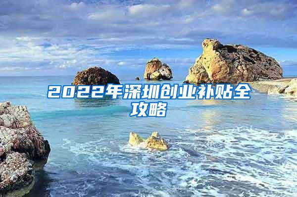 2022年深圳创业补贴全攻略