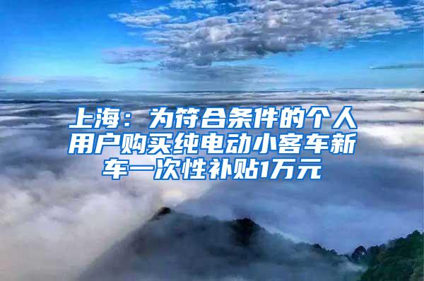 上海：为符合条件的个人用户购买纯电动小客车新车一次性补贴1万元