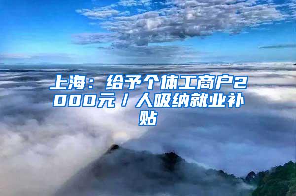 上海：给予个体工商户2000元／人吸纳就业补贴