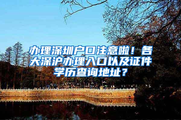 办理深圳户口注意啦！各大深沪办理入口以及证件学历查询地址？