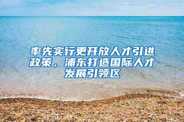 率先实行更开放人才引进政策，浦东打造国际人才发展引领区