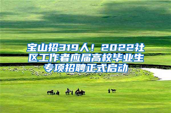 宝山招319人！2022社区工作者应届高校毕业生专项招聘正式启动