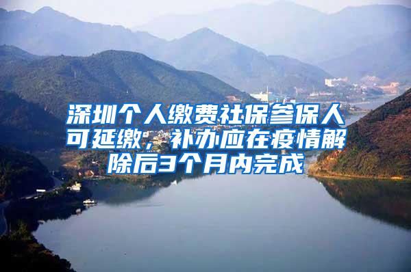 深圳个人缴费社保参保人可延缴，补办应在疫情解除后3个月内完成