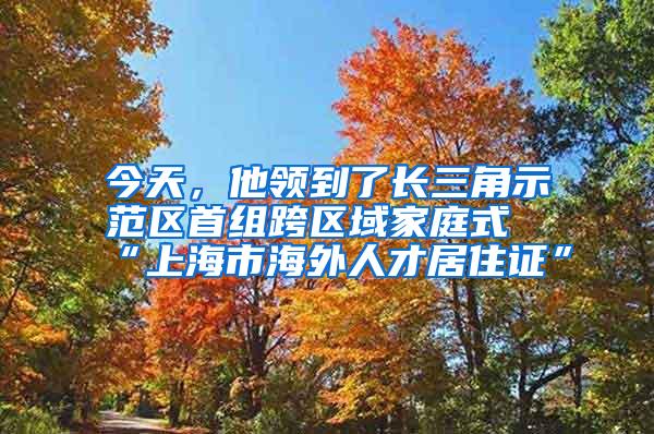 今天，他领到了长三角示范区首组跨区域家庭式“上海市海外人才居住证”