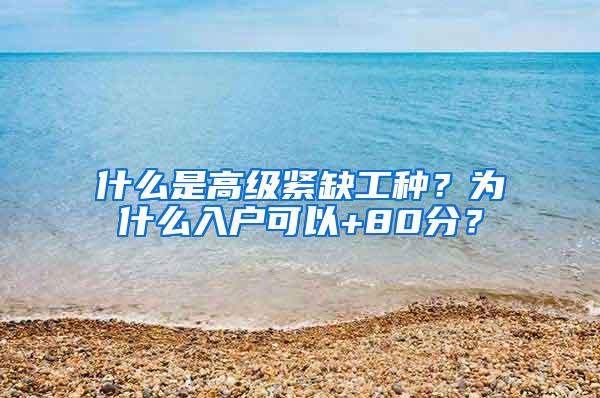 什么是高级紧缺工种？为什么入户可以+80分？